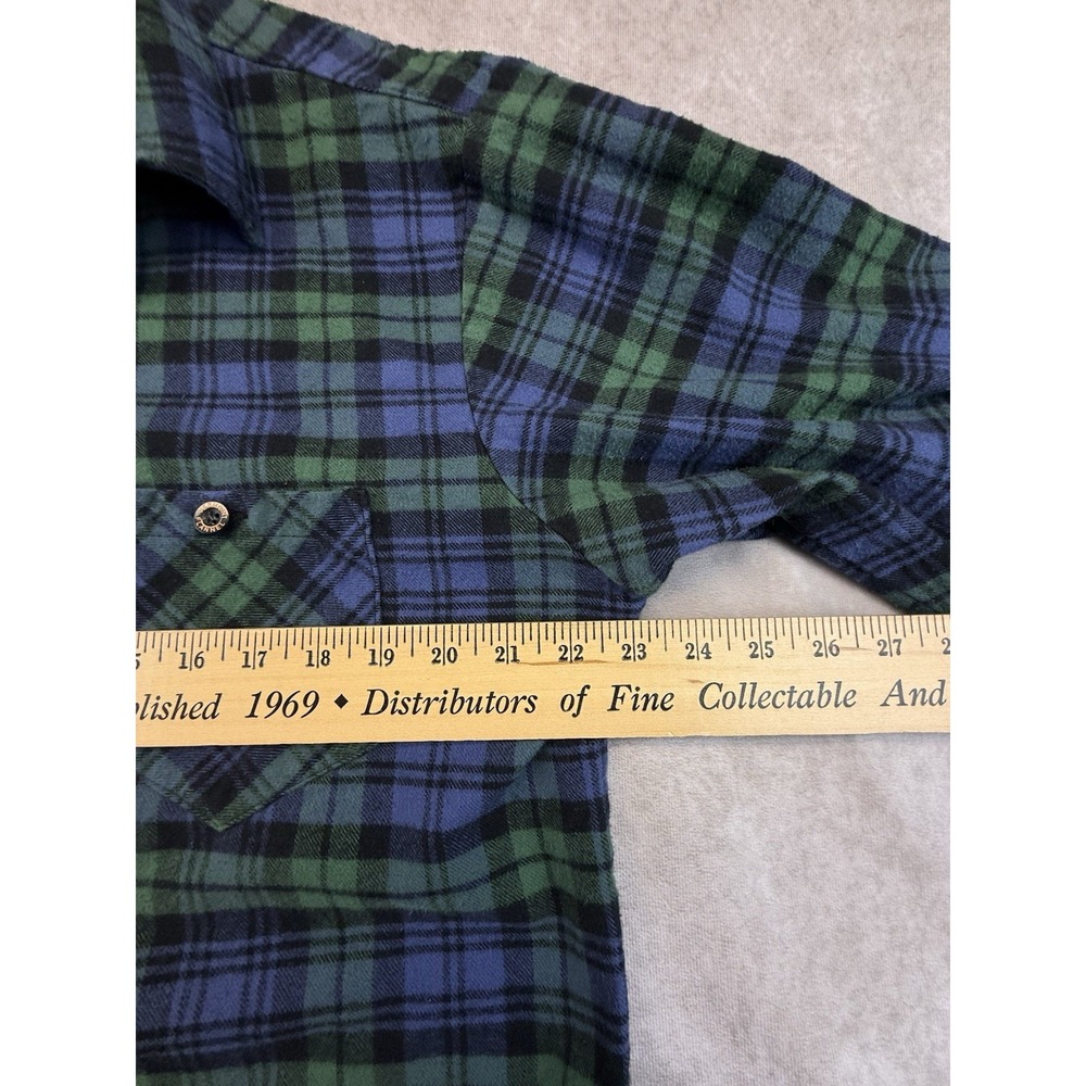 Vermont Flannel Co Mens XL Button Up Shirt Blue Green Plaid Cotton USA Heavy - Picture 9 of 11